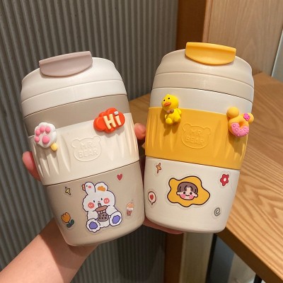 可爱简约不锈钢带杯套保温杯女学生吸管水杯儿童便携小巧可爱杯子图3