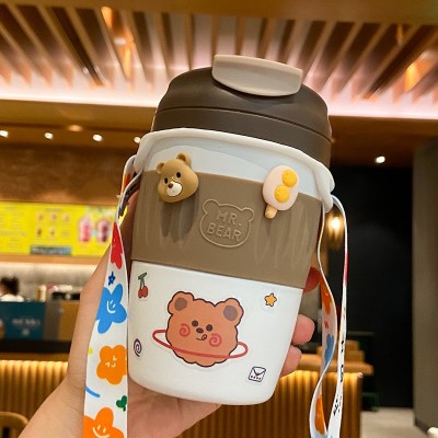可爱简约不锈钢带杯套保温杯女学生吸管水杯儿童便携小巧可爱杯子图4