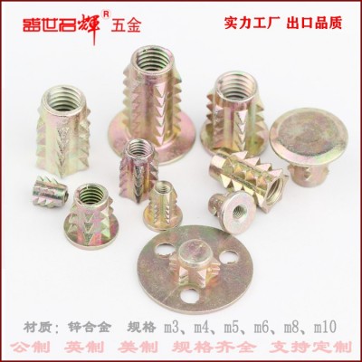 家具刺母M3-M10锌合金音箱尖刺螺母刺母带介无介锥形家具预埋螺图3
