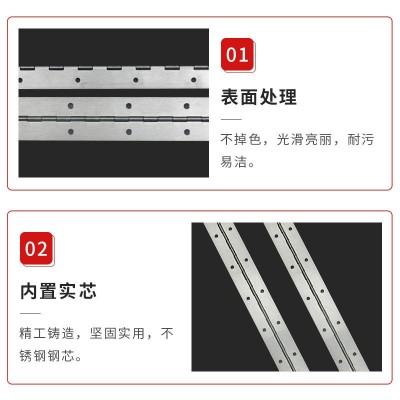 不锈钢重型长合页 不锈钢长合页排胶钢琴合页 不锈钢长排铰图4