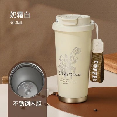 网红双饮咖啡杯便携316不锈钢保温杯可加LOGO大容量车载礼品水杯图4