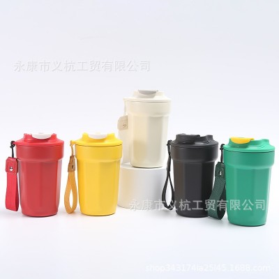 八角咖啡杯316不锈钢保温杯双层时尚办公室简约水杯直饮杯子批发图1
