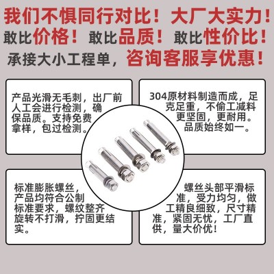 国标304不锈钢膨胀螺丝外膨胀拉爆螺栓内置膨胀螺钉M6M8M12批发图3