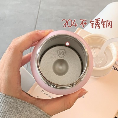 304不锈钢保温杯可爱动物水杯女生高颜值带吸管杯ins风女学生便携图4