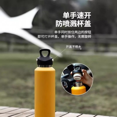 新款316不锈钢保温杯户外便携手提运动水杯按压式无螺纹速开杯图2