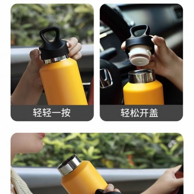新款316不锈钢保温杯户外便携手提运动水杯按压式无螺纹速开杯图3
