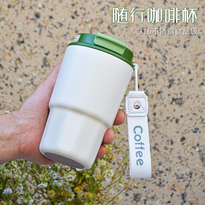新款高颜值双饮咖啡杯316不锈钢喷塑保温杯便携随行吸管 杯子定制图2