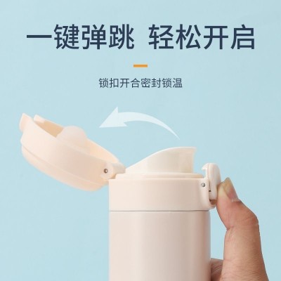 双层不锈钢弹盖杯商务礼品杯直身杯激光雕刻logo弹盖直饮杯保温杯图3