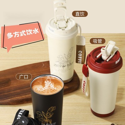 双饮随行保温杯316不锈钢咖啡杯大容量男女高颜值便携吸管水杯子图4