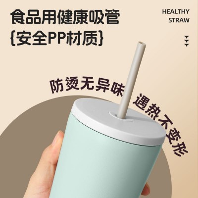 跨境304不锈钢保温吸管杯便携简约车载女生咖啡奶茶双层水杯定制图4