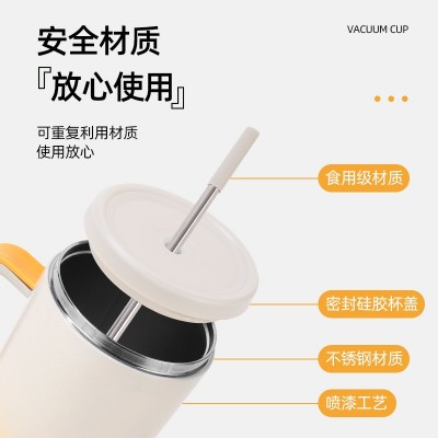 渐变汽车杯大容量304不锈钢啤酒冰霸杯车载便携式吸管杯彩虹定制图2