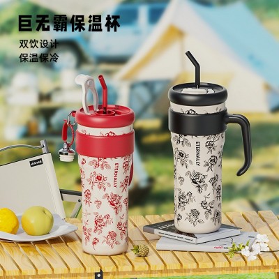 冰霸杯316不锈钢内胆高颜值双饮巨无霸车载吸管杯便携汽车保温杯图3