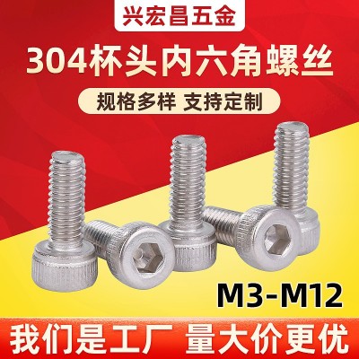 厂家定制杯头内六角螺丝304不锈钢内六角螺栓M1.4-M10 DIN912图2