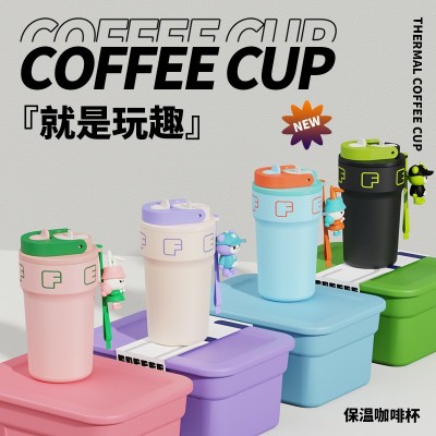 厂家直销316食品级不锈钢咖啡杯双饮口显温ins高颜值保温杯保冷杯图2
