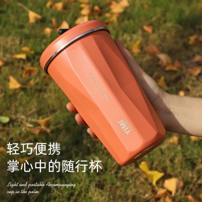 跨境专利不锈钢吸管杯高颜值便携菱形咖啡杯随行大容量车载保温杯图4