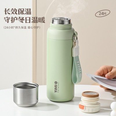 茶水分离全钢盖不锈钢子弹头保温杯一盖两用大容量便携运动水杯图2