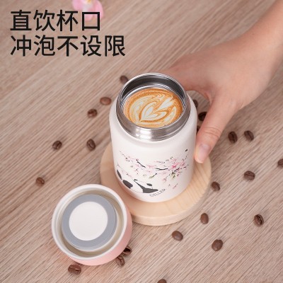 迪乐贝尔樱花系列保温杯316不锈钢水容量壶便携女生高颜值吸管杯图3