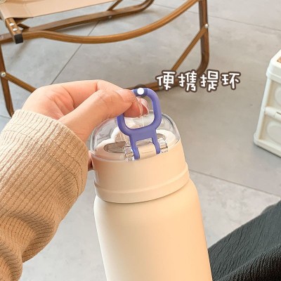 超萌可爱水杯女生高颜值带吸管保温杯ins风学生便携304不锈钢杯子图5