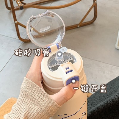 超萌可爱水杯女生高颜值带吸管保温杯ins风学生便携304不锈钢杯子图3