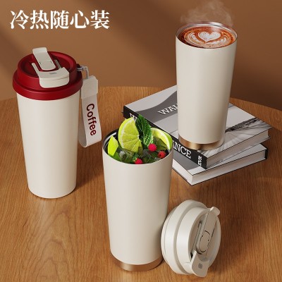 高颜值316不锈钢保温杯陶瓷双饮咖啡杯车载大容量吸管水杯礼品杯图3
