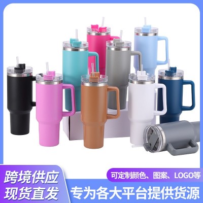 304不锈钢保温杯户外大容量40oz带手柄汽车杯双层车载吸管杯冰霸图2