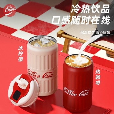 2024新款可口可乐咖啡杯316不锈钢简约保温杯防滑耐摔户外便携杯图2