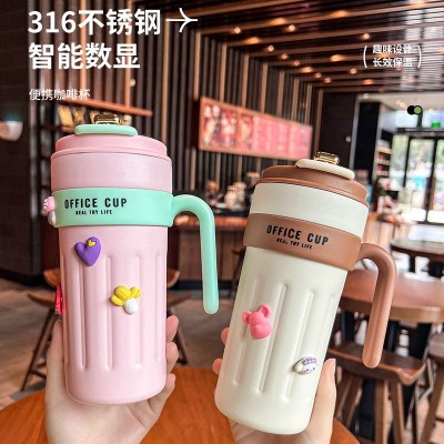 智能316不锈钢手柄咖啡杯高颜值保温杯大容量办公便携车载杯批发图2