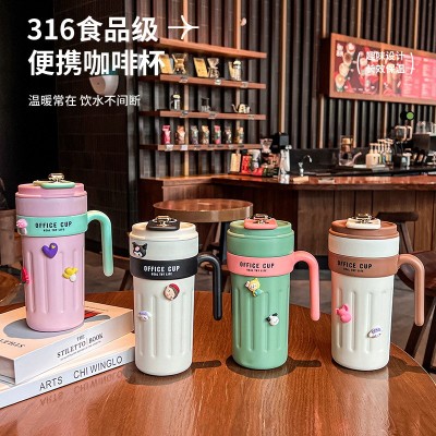 智能316不锈钢手柄咖啡杯高颜值保温杯大容量办公便携车载杯批发图3