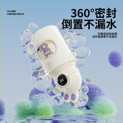 316不锈钢儿童保温杯吸管杯可爱不锈钢卡通学生杯便携杯带厂家图2