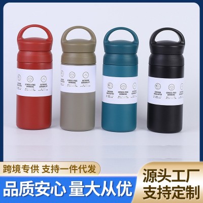跨境创意304不锈钢保温杯日系元素杯户外便携提手带盖随行咖啡杯图2