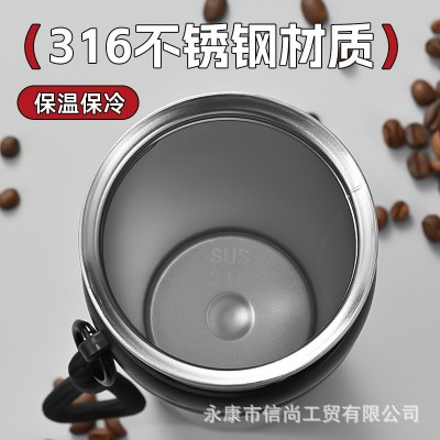 新款316不锈钢双层吸管汽车杯女生熊猫保温杯户外车载随行冰霸杯图2