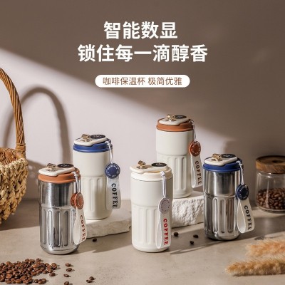 智能测温保温杯高颜值316不锈钢咖啡杯便携车载随行礼品杯子批发图2