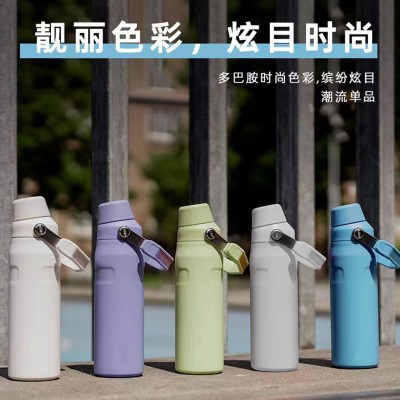 亚马逊304不锈钢歪嘴壶大容量户外便携冰牛杯双层真空提手保温杯图3