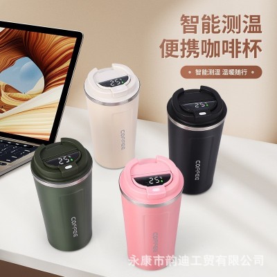 新款显示温度二代咖啡杯304不锈钢水杯户外便携礼品商务保温杯子图5