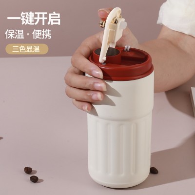 新款咖啡杯智能显温不锈钢保温杯男女士户外高颜值随行水杯礼品批图3