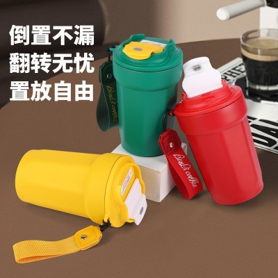 高颜值316不锈钢保温杯办公室便携八角咖啡杯户外带提绳学生水杯图5