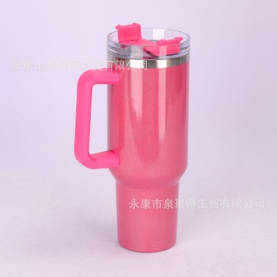 彩虹漆40oz汽车杯304不锈钢吸管冰霸杯车载大容量手柄保温杯批发 10箱图2