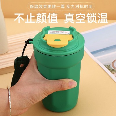 时尚316不锈钢奇趣保温杯八角咖啡杯女便携学生带提绳户外随行杯图3