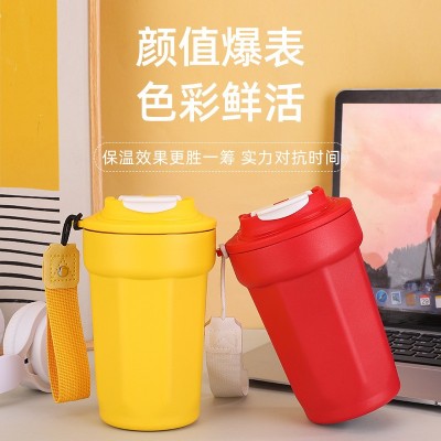 时尚316不锈钢奇趣保温杯八角咖啡杯女便携学生带提绳户外随行杯图4
