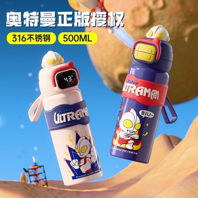奥特曼水杯不锈钢吸管杯儿童动漫保温杯学生弹跳杯卡通杯子批发图2