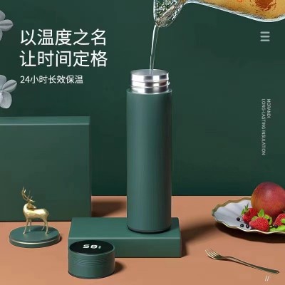 智能测温商务杯不锈钢保温杯莫兰迪配色保温杯礼品保温杯便携水杯图2