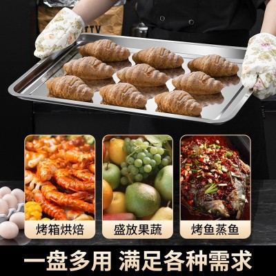 超大不锈钢方盘食堂备菜盘特大托盘商用酒店餐具不锈钢蒸饭盘图2
