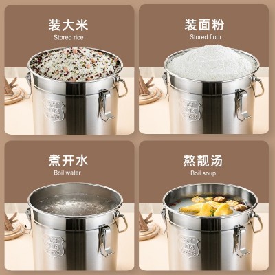 不锈钢桶密封桶带卡扣带盖手提水桶幼儿园饭菜送餐桶牛奶桶运输桶图4
