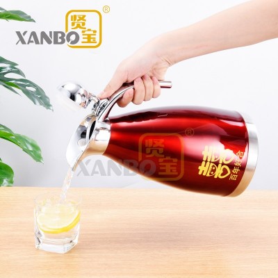 不锈钢双层真空红色保温壶欧式家用冷热水壶结婚喜庆用品批发图4