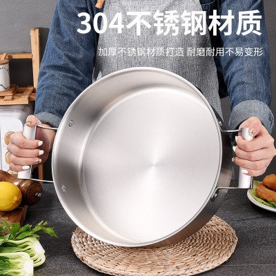 德国五层钢304不锈钢火锅欧式双耳清汤锅涮锅双耳汤锅商用火锅盆图2