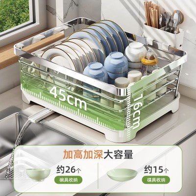 碗盘沥水架碗架台面304不锈钢厨房沥水篮置物架放碗筷碗碟收纳架图3