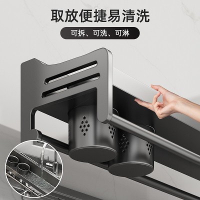 厨房置物架不锈钢免打孔多功能调味料筷子刀架用品大全收纳架子图2