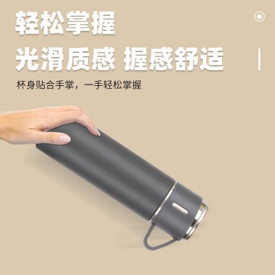 商务简约不锈钢保温杯一杯三盖套装节日礼品杯带手柄便携汽车杯图2