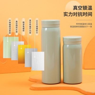 热销马克龙色保温杯304不锈钢便携口袋杯简约小清新可爱礼品直杯图2