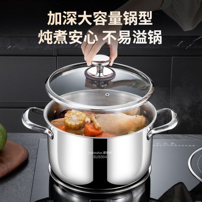 三层钢316奶锅汤锅304食品级宝宝辅食锅无涂层不粘锅硅胶温变图3